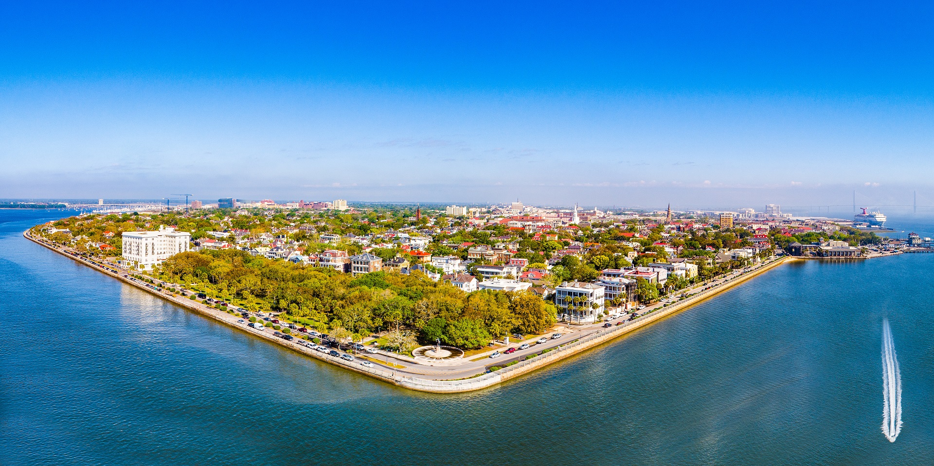 Aerial of Charleston, SC Peninsula